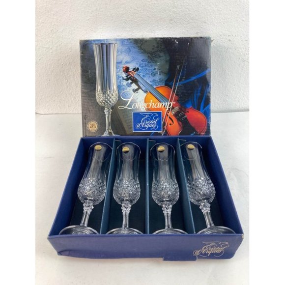 *Lonchamp Cristal d' Arques France Champagne Wine Glass Set of 8 PLEASE READ - Picture 2 of 5